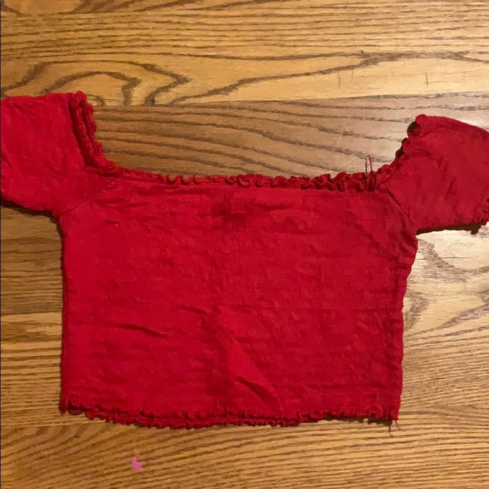 Red off the shoulder crop top